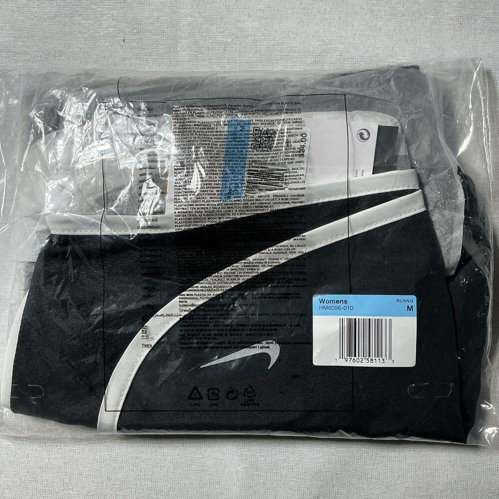 Nike Dri-FIT Black White Tempo Running Athletic Short Size Medium
